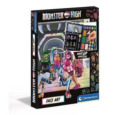 Afbeelding van Clementoni 18788 Monster High Face Art Kleuren &amp; Knutselen, Make Up Set Meisje, Creatief Cadeau Voor Kinderen 6 10 Jaar, Upspeelgoed, Wasbare