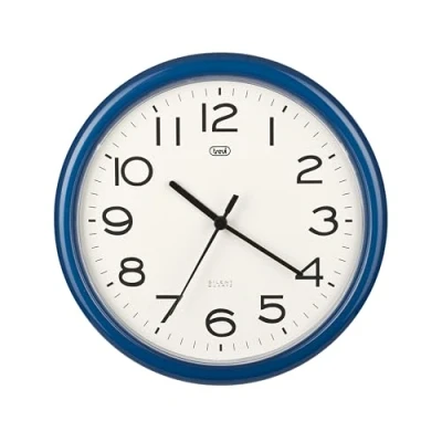 Afbeelding van Trevi OM3301 25.5cm diameter Quartz ronde wandklok met Sweep Beweging Blauw