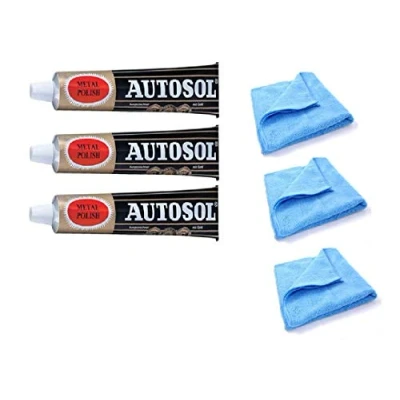 Afbeelding van 3 x 75ml Tube Solvol Autosol en Microvezel Doeken Chrome Ali &amp; Metal Polish