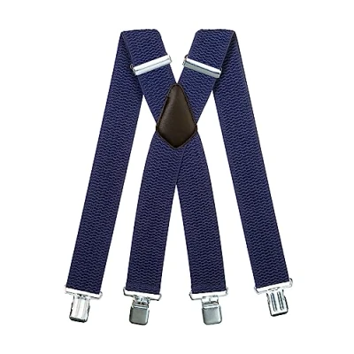 Afbeelding van Olata Extra Brede X Vorm Bretels met Dikke Stof 5 cm. Blauw (Zilveren Clips)