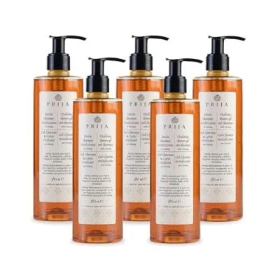 Afbeelding van Prija Doucheshampoo Verkwikkende lichaam en haar reiniger met Ginseng 100% natuurlijk, veganistisch vriendelijk, dermatologisch getest (5 stuks)