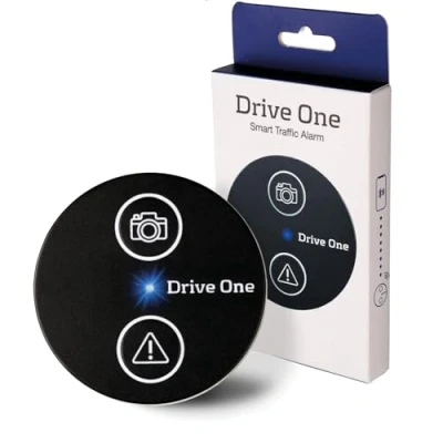 Afbeelding van Drive One snelheidsalarm Waarschuwt in realtime voor flitspalen en weggevaren, automatisch actief na verbinding met smartphone via Bluetooth, gegevens van Blitzer.de