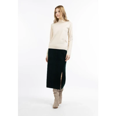 Afbeelding van Gebreide midi rok DREIMASTER XL/XXL / Donkergroen 74% Polyacryl 22% Polyester 4% Elastaan