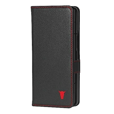 Afbeelding van TORRO telefoonhoes compatibel met Samsung Galaxy Z Fold5 Premium lederen portemonnee hoes standaardfunctie en kaartsleuven (Zwart)