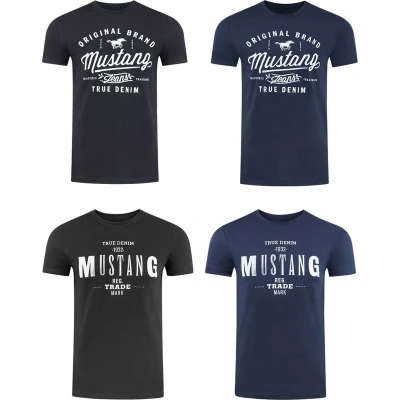 Afbeelding van Mustang heren T shirt 4 pack regular fit Veelkleurig XXL Ronde Hals Volwassenen Opdruk Print Shirts