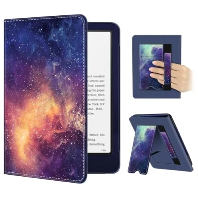 Afbeelding van Fintie hoesje compatibel met 7 inch Kindle Paperwhite (12e generatie, 2024) en Colorsoft Signature Edition (1e generatie), hoes polsband automatische slaap /waakfunctie, Galaxy