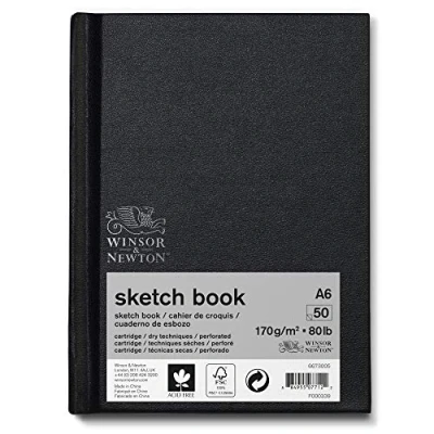 Afbeelding van Winsor &amp; Newton 6673005 Schetsboek met 50 vellen schetspapier, 170 g/m², hardcover gebonden ruglijm, microgeperforeerde A6