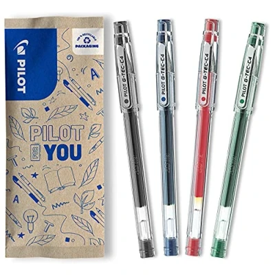 Afbeelding van PILOT 4 delige Set G TEC gelpen C4. 4er zwart/blauw/rood/groen.