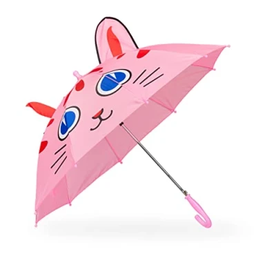 Afbeelding van Relaxdays kinderparaplu kat Ø 78 cm paraplu voor meisjes polyester peuterparaplu