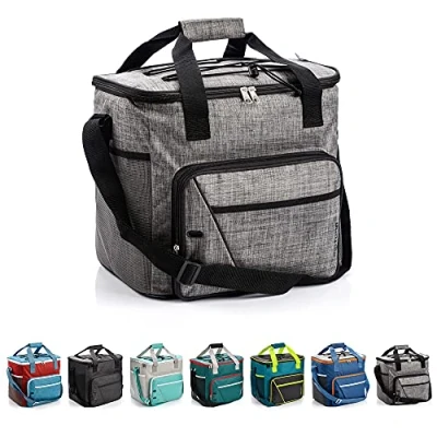 Afbeelding van Koeltas 30L Geïsoleerde Tas ideaal om te kamperen tour picknick festival lunchtas voedsel opbergtas picknicktas vakantie grillen (Grijs/zwart, 30 L)