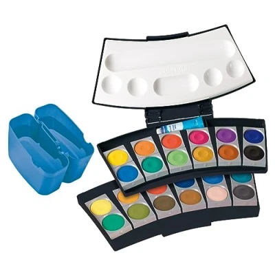 Afbeelding van Pelikan dekverfdoos ProColor zwart/blauw 24 kleuren