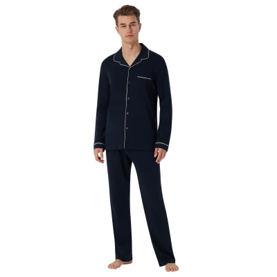 Afbeelding van Pyjama Schiesser Men 179296 Dark Blue Maat 48