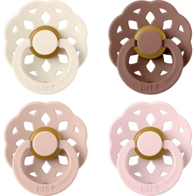 Afbeelding van BIBS Boheme Speen verpakking van 4 stuks. BPA vrij, Ronde speen. Natuurlijk rubberlatex, Gemaakt in Denemarken, Maat 2 (6 18 maanden), Blush Mix