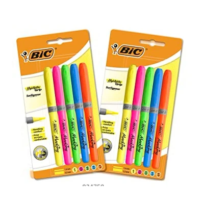 Afbeelding van BIC Markeerstift Grip Pennen met Modulaire Gebeitelde Penpunt en Inkt op waterbasis 10 (2 Verpakkingen van 5)