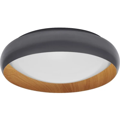 Afbeelding van LEDVANCE ORBIS Livia LED Deckenleuchte mit Metallring, grau/Holzdekor, 24W, 1200lm, 3000K, 430mm, 830 freundliches Warmweiß, durch Klicken in 3 Stufen dimmbar, IP20, Schrauben/Dübel inklusive