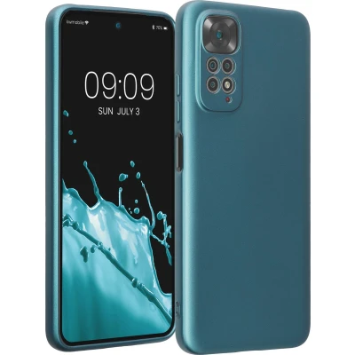 Afbeelding van kwmobile Metallic telefoonhoesje van TPU geschikt voor Xiaomi Redmi Note 11 / 11S Flexible case smartphone In carabisch blauw