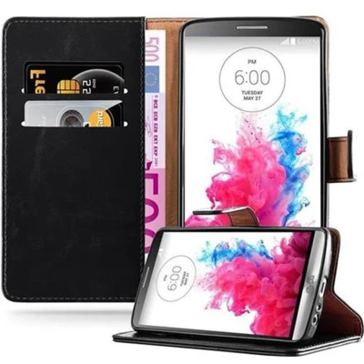 Afbeelding van Cadorabo Hoesje geschikt voor LG G3 in ZWART GRAFIET Beschermhoes met magnetische sluiting, standfunctie en kaartvakje Book Case Cover Etui