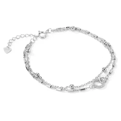 Afbeelding van Sylian Armband dubbele cirkel zilverkleurig Verstelbaar 17 tot 22cm