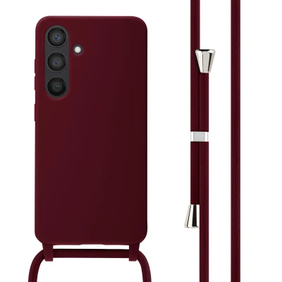 Afbeelding van Samsung Galaxy S24 Hoesje Siliconen en TPU (zacht) iMoshion Softcase/Koordhoesje/Backcover Donkerrood Telefoonhoesje