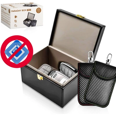 Afbeelding van Tekoss® Faraday Box Autosleutel RFID Antidiefstal Sleutelbox voor Autosleutels Hoes Keyless Entry Hoesje Zwart
