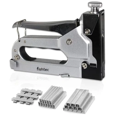 Afbeelding van Multifunctionele nagelnietmachine: handmatige nietmachine voor decoratie, hout, stof, knutselen, incl. 400 wandklemmen + kabel spijkers grijs zwart