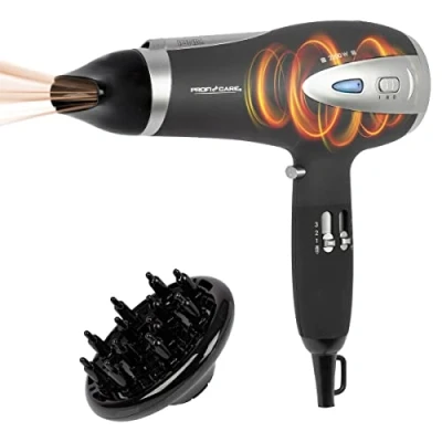 Afbeelding van ProfiCare HTD 3113 Haardroger met ionisatiefunctie en diffuser Zwart 2200W