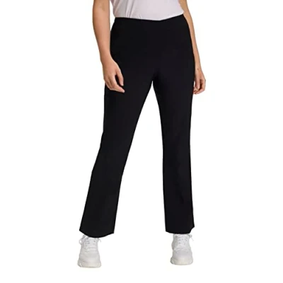 Afbeelding van Ulla Popken Dames grote maten tot 68 Bengalin broek stoffen broek, rechte pijpen elastische tailleband kreukarm, versch. lengtes 615444, zwart, 33W x 32L