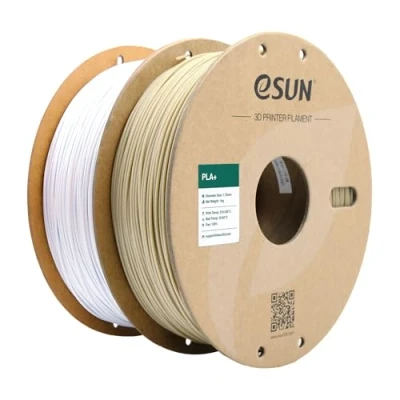 Afbeelding van eSUN PLA+ Filament 1.75mm, Verbeterde Taaiheid 3D Printer PLA Plus, Dimensionale Nauwkeurigheid +/ 0.03mm, 1KG per Spoel, 2 Spoelen Printing Filament, Beenwit + Koelwit