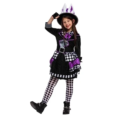 Afbeelding van Spooktacular Creations Dark Mad Hutmaker kostuum voor meisjes, Halloween (M (8 10 jaar))