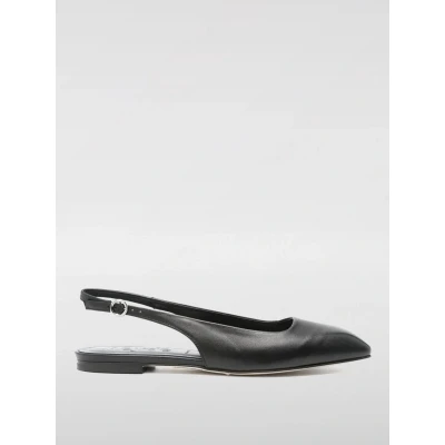 Afbeelding van Leather Slingback Flats Pointed Toe Wo Black Ballet
