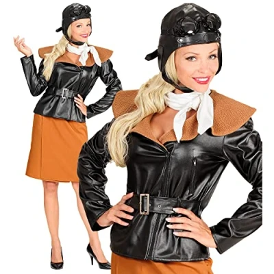 Afbeelding van Widmann Piloot &amp; Luchtvaart Kostuum Retro Vliegenier Dame Amelia Earhart Vrouw Bruin Small Carnavalskleding Verkleedkleding