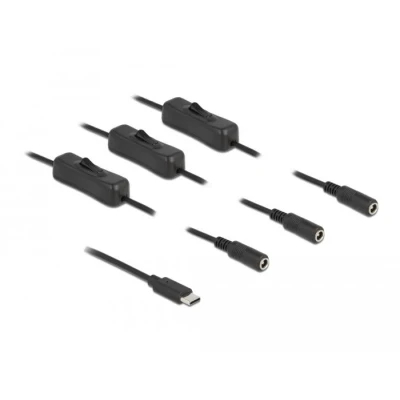 Afbeelding van Delock Kabel USB Type C™ Stecker zu 3 x DC 5,5 2,1 mm Buchse mit S