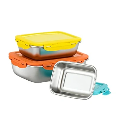 Afbeelding van RVS voorraadpotten met deksel set voedselcontainers voor in de keuken stapelbaar lekvrij/vorstbestendig/vaatwasmachinebestendig/ovenbestendig