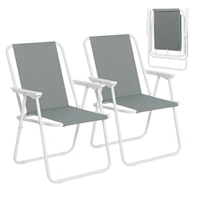 Afbeelding van WOLTU Opvouwbare campingstoel, set van 2, klapstoel, comfortabel, visstoel, ultralicht, met armleuningen, voor picknick, outdoor, wandelen, tuin, balkon, donkergrijs, CPS8151dgr 2