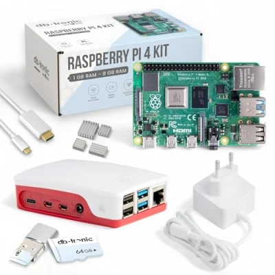 Afbeelding van Raspberry Pi 4 2 GB Starter Kit USB C voeding 15W behuizing 64GB SD kaart 4k Micro HDMI kabel set koellichaam