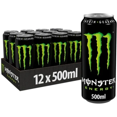 Afbeelding van Monster energy Cafeïnehoudende Drink met klassieke smaak in praktische wegwerpblikjes (12 x 500 ml)