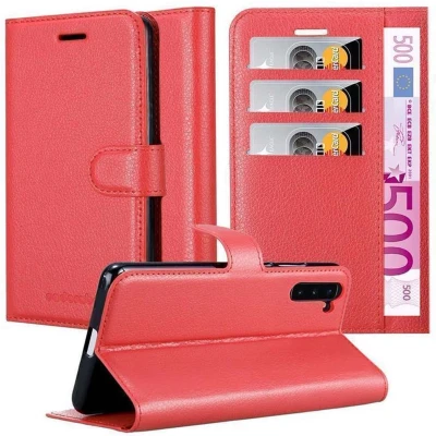 Afbeelding van Cadorabo Hoesje geschikt voor Samsung Galaxy NOTE 10 in KARMIJN ROOD Beschermhoes Cover magnetische sluiting Case