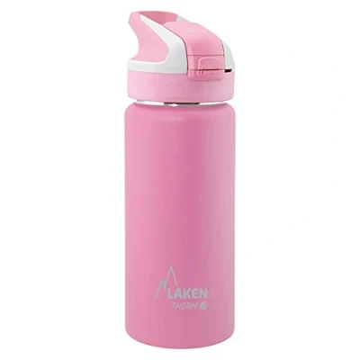 Afbeelding van Laken herbruikbare thermische flestop van roestvrij staal met automatische dop en veiligheidsafsluiting. 350, 500, 750 ml (0,5, roze)