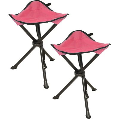 Afbeelding van Redcliffs Opvouwbaar krukje 2x driepoot camping/outdoor rood D34 x H40 cm Campingkrukjes