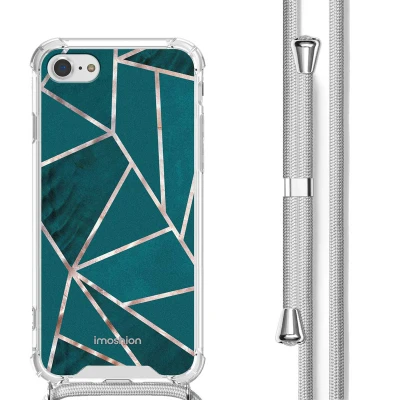 Afbeelding van imoshion Hoesje Geschikt voor iPhone SE (2022) / (2020) 8 7 Design met Koord Petrol Green Graphic