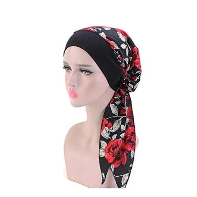 Afbeelding van Vrouwen Chemo Tulband, Faux Zijdeachtige Tulband Cap Elastische Hoofddekking Tulbanden Satijnen Hoofddoek Hoofddeksels voor (HMG)