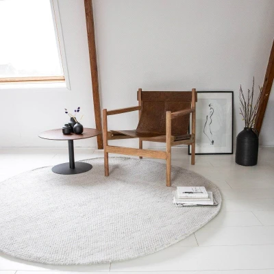 Afbeelding van Interieur05 Vloerkleed Gerecycled Materiaal Rond Ciro Beige/wit 180 Ã ̃