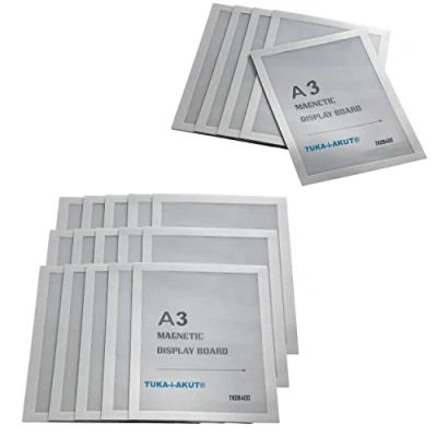 Afbeelding van TUKA i AKUT [20x] A3 Infoframe Magneetlijst met Zelfklevende Achterkant, Gemakkelijk Uitwisselbaare Magnetische Wissellijst voor Wanden en Deuren, Magneetdisplay Set van 20 Zilver Kleur TKD8400 20x