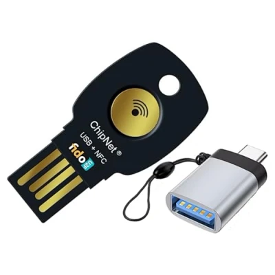 Afbeelding van FIDO2 gecertificeerde beveiligingssleutel, USB en NFC, A C, Chipnet Spaans bedrijf, persoonlijke ondersteuning, antracietgrijs
