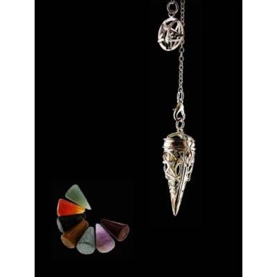 Afbeelding van Pendel Pentagram met 7 chakra halfedelstenen 3.5x1.7 cm M