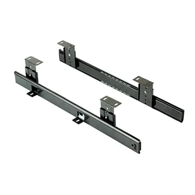 Afbeelding van Emuca Kogelgelagerde geleiders voor platform/plank/lade onder bureau, in hoogte verstelbare toetsenbordhouder Runners kit, staal, zwart verzinkt, 20 ut