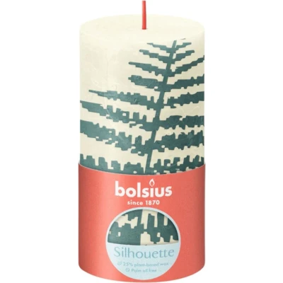 Afbeelding van Bolsius kaars rustiek print Soft Pearl 130/68 mm