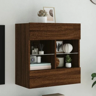 Afbeelding van Tv wandmeubel met LED 58,5x30x60,5 cm bruineikenkleurig
