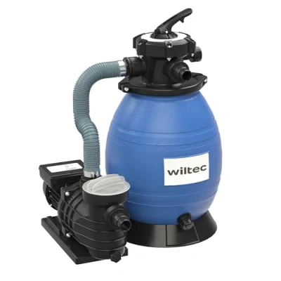 Afbeelding van Wiltec zandfiltersysteem 370 W met 26 liter filtertank en zelfaanzuiging 13.200 l/h poolpomp