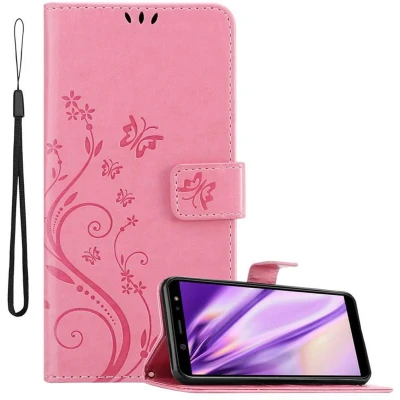 Afbeelding van Cadorabo Hoesje geschikt voor Samsung Galaxy A6 2018 in Bloemen ROZE Beschermhoes Case Cover magnetische